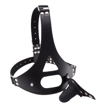 Dildogag Maschera Rimovibile In Pelle Per BDSM