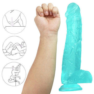 Verde Dildo Enorme Jelly Con Ventosa 31cm