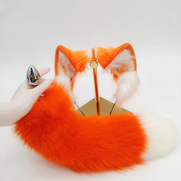 Arancione Tail Butt Plug Volpe Impostata