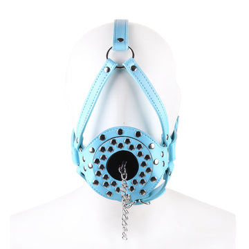 Maschera Blu In Pelle Con Bavaglio