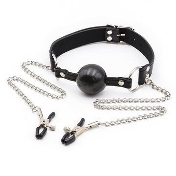 Ball Gag Con Pinze Per Capezzoli BDSM