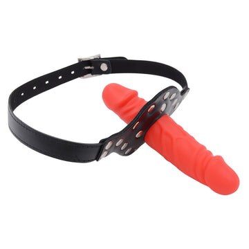 Realistico Dildogag Rosso In Pelle 18cm