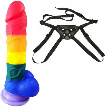 Dildo Strapon Arcobaleno Silicone LGBT Con Ventosa