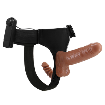Doppio Strap On Dildo Marrone Vibrante 15cm