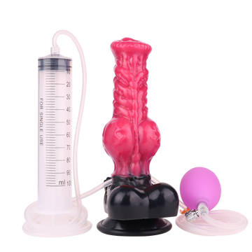 Rosso Dildo Gonfiabile Eiaculante Forma Lupo 20cm