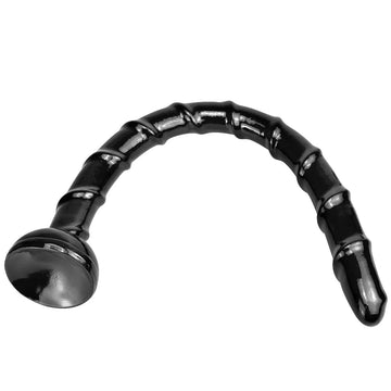 Extra Lungo Nero Dildo Tentacolo Lucido Costolato 85 cm
