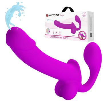 Squirting Strapless Dildo Viola Con Curvo 25cm