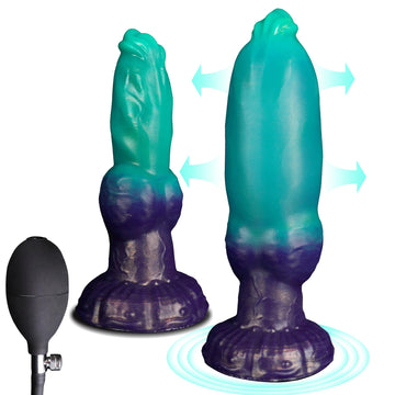 Verde Dildo Gonfiabile Canino Con Nodo Fantasy