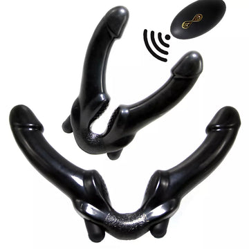 Nero Strapless Strapon Doppio Con Vibratore